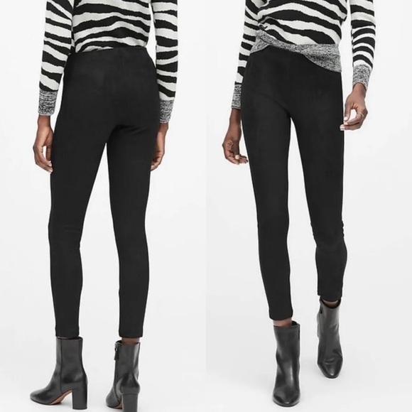 NEW banana republic SZ 4 black vegan suede devon leggings - Picture 2 of 7
